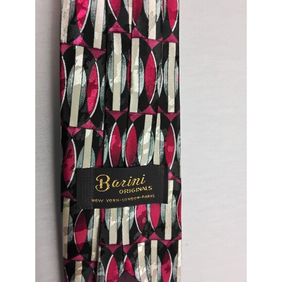 Barini Originals Men's Clip on Tie Black Maroon Red  19 1/2 Inches - Picture 4 of 4